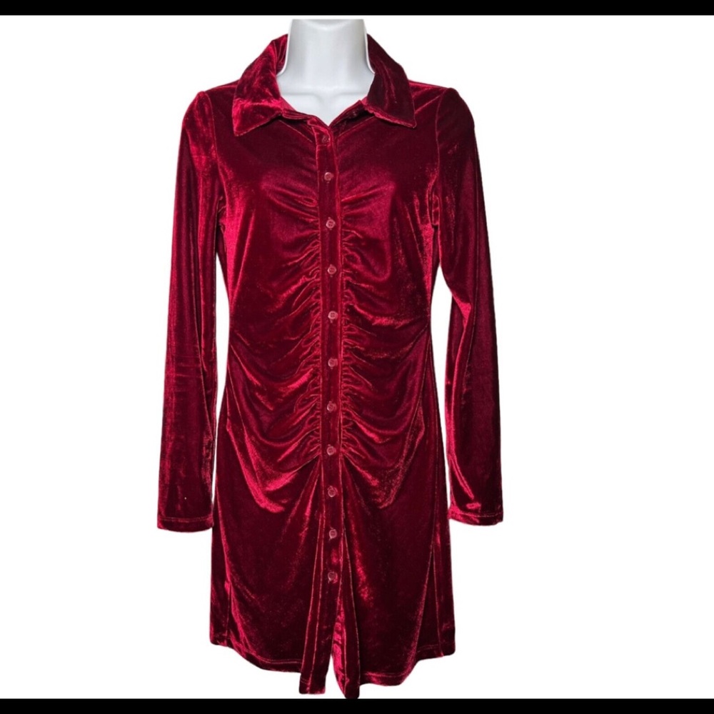House of Harlow 1060 x Revolve Burgandy Velvet Mini Dress S